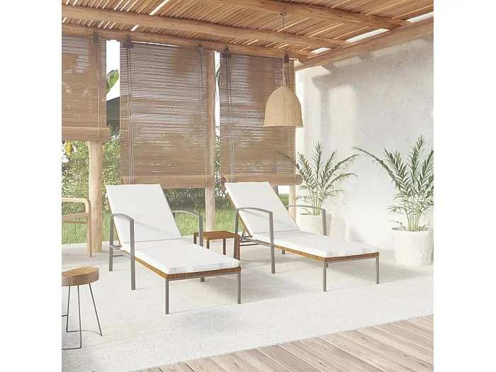 2 sillones con mesa Resina mimbre Marrón