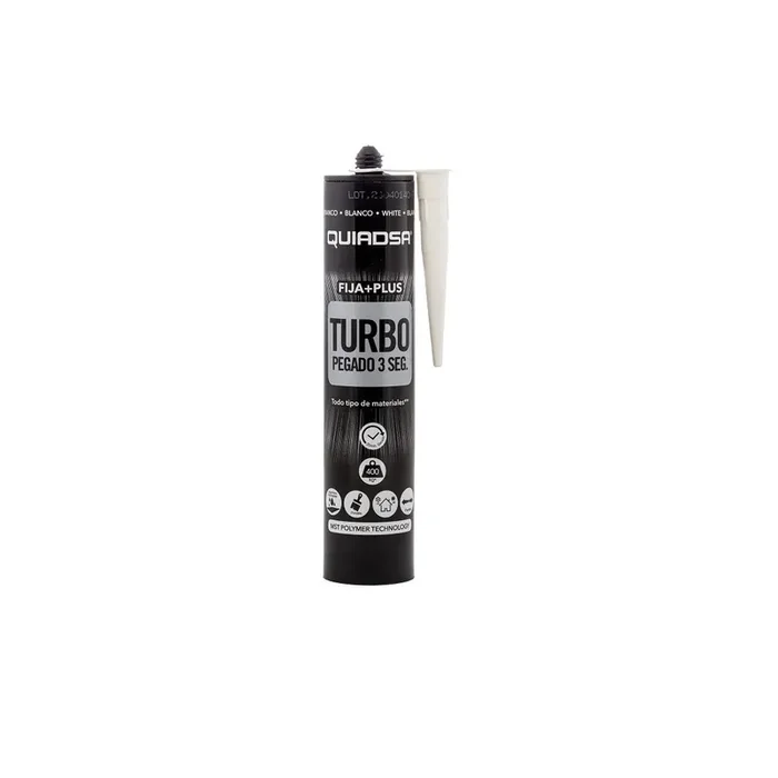 ADHESIVO TURBO QUIADSA BLANCO 290ml FIJA+PLUS 3seg. 400Kg/m2