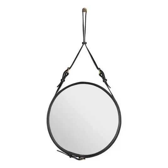 Adnet Espejo Circular Ø45 Black Leather – GUBI