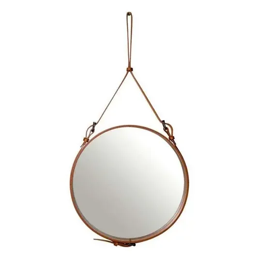 Adnet Espejo Circular Ø58 Tan Leather – GUBI
