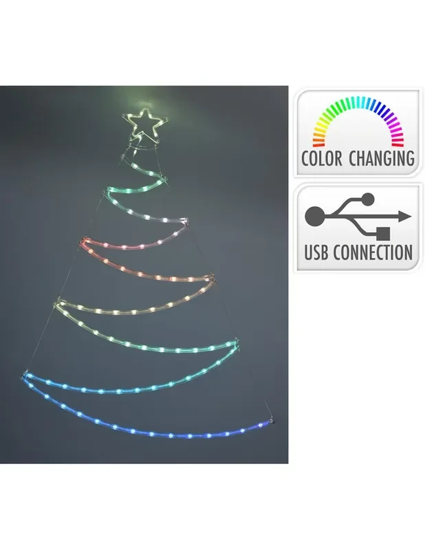 Adorno led arbol, rgb, 80 leds, conexión usb. basics 8721037142205 72475 BASICS