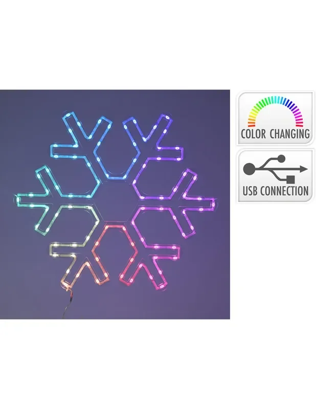 Adorno led cristal hielo, rgb, 90 leds, conexión usb. basics 8721037142182 72476 BASICS