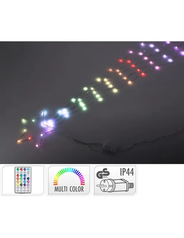 Adorno led estrella fugaz, rgb, 85 leds, 220v, mando a distancia. basics 8721037231947 72477 BASICS