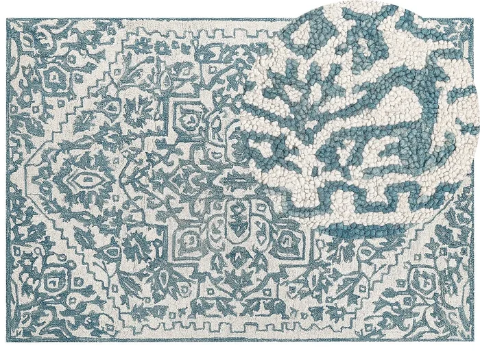 Alfombra AHMETLI Azul 160 x 230 cm Lana