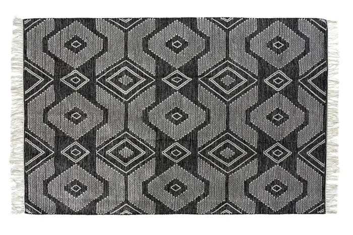 Alfombra Algodon 200X290X1 1400 Gsm, Flecos Negro