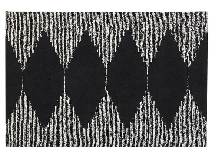 Alfombra BATHINDA Negro/Blanco 140 x 200 cm Algodón