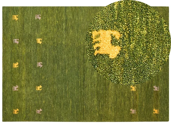 Alfombra YULAFI Verde 160 x 230 cm Lana Gabbeh