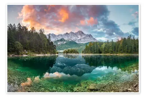 Amanecer en el Eibsee con Zugspitze de Dieter Meyrl
