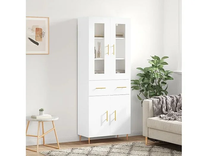 Aparador alto madera contrachapada blanco 69,5x34x180 cm ES12770