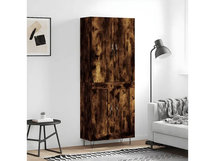 Aparador alto Roble ahumado 69,5x34x180 cm Madera contrachapada