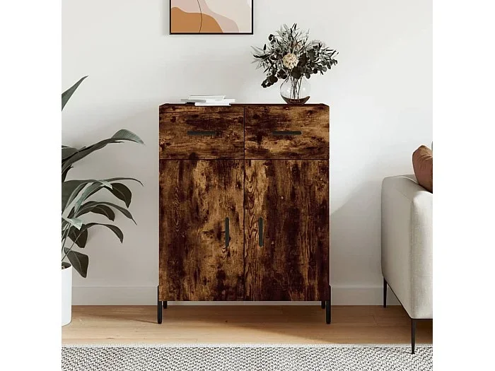 Aparador de madera de ingeniería roble ahumado 69,5x34x90 cm ES99446