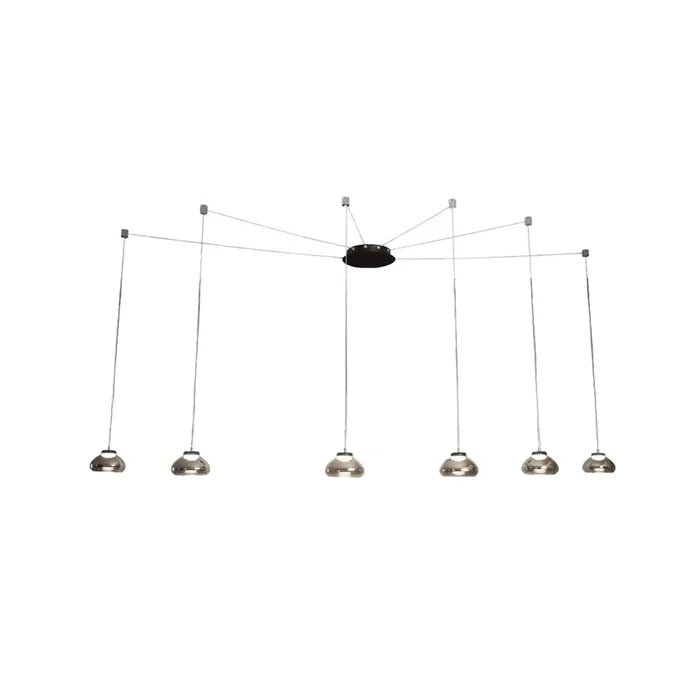 Arabella Lámpara colgante LED, gris humo, 6 luces, descentralizada