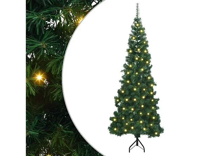 Árbol de Navidad Artificial de Esquina Verde 180 cm PVC y Metal