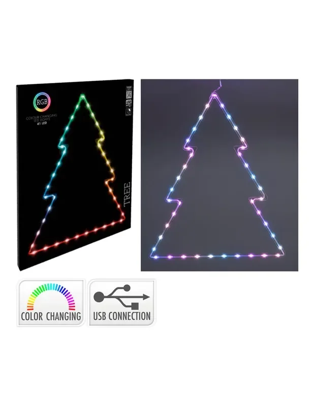 Arbol de navidad con 41 led rgb 48 x 60 cm 8721037142120 72809 BASIC & CO