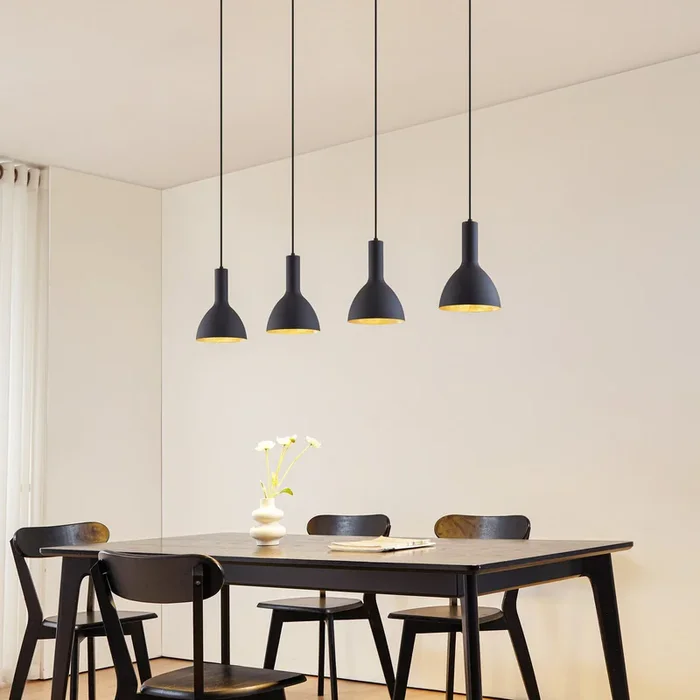 Arcchio Lámpara colgante Cosmina, 4 luces, longitud 120 cm, negro