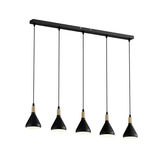 Arina Lámpara Colgante Black/Wood – Lindby