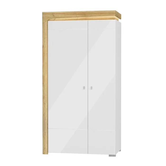 Armario 2 puertas con LED Teo Blanco y Madera