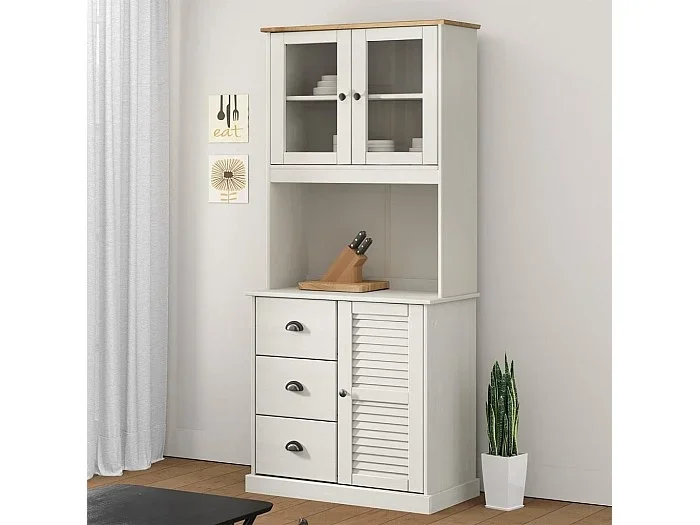 Armario superior tocador VIGO madera pino blanco 78x30x100 cm