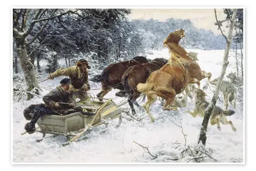 Ataque de los lobos de Alfred von Wierusz-Kowalski ARTOTHEK