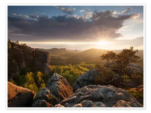 Atardecer en las montañas de arenisca de Elba de Tobias Richter