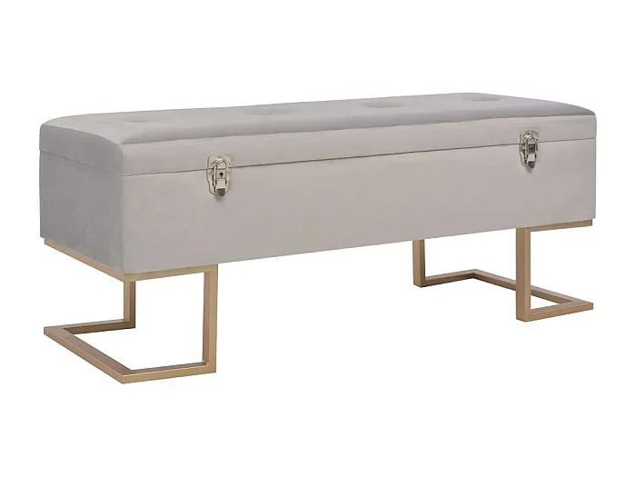 Banco con almacenaje 105 cm Terciopelo Gris