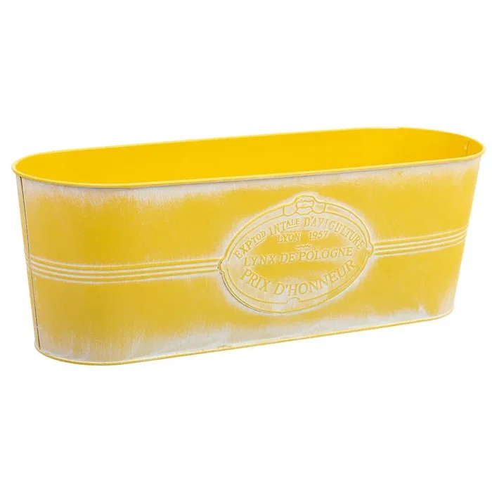Barreño de metal amarillo 41×14,5×14,2h cm