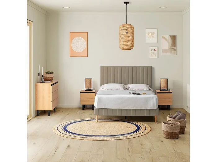 Base tapizada + cabecero Eris 140×200 cm Beige