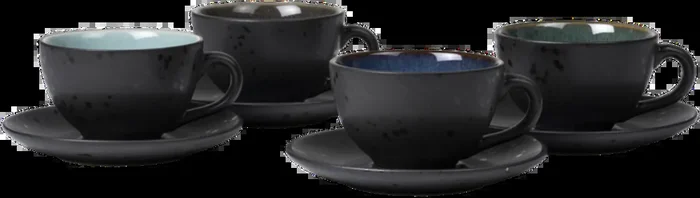 Bitz Taza y Plato – Set de 4 Unidades, Negro/Azul oscuro