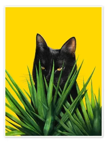 Black Cat in Leaves de Valeriya Korenkova