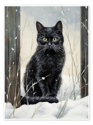 Black Cat in Snow de Olga Telnova