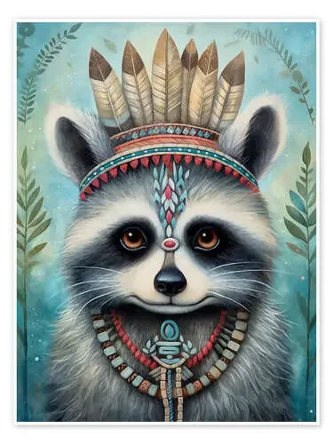 Boho Native Raccoon de Dutch Lady LSR Licensing