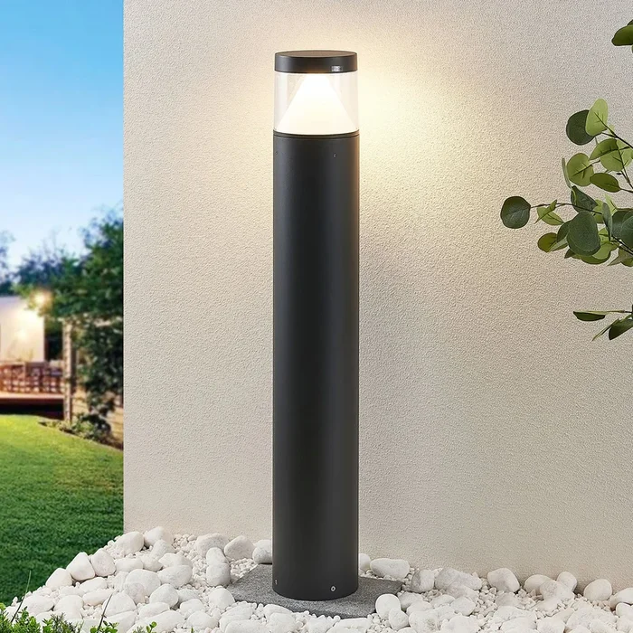 Bolardo luminoso LED Darja de Lucande, antracita, metal, 100 cm, IP54