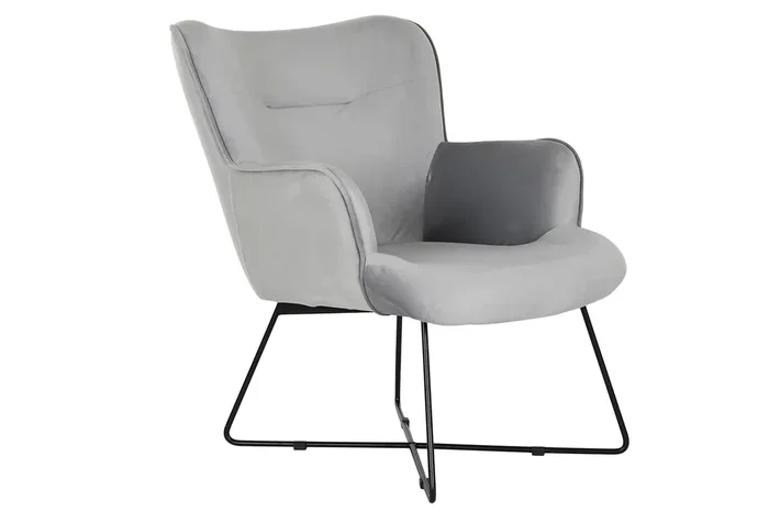 Butaca Poliester Metal 67X81X86 Terciopelo Gris