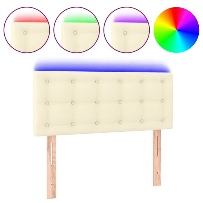 Cabecero con LED cuero sintético color crema 90x5x78/88 cm