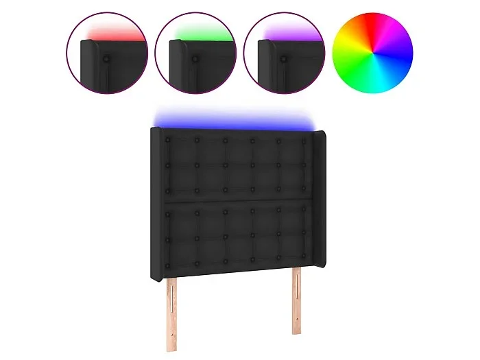 Cabecero con LED cuero sintético negro 83x16x118/128 cm ES51150