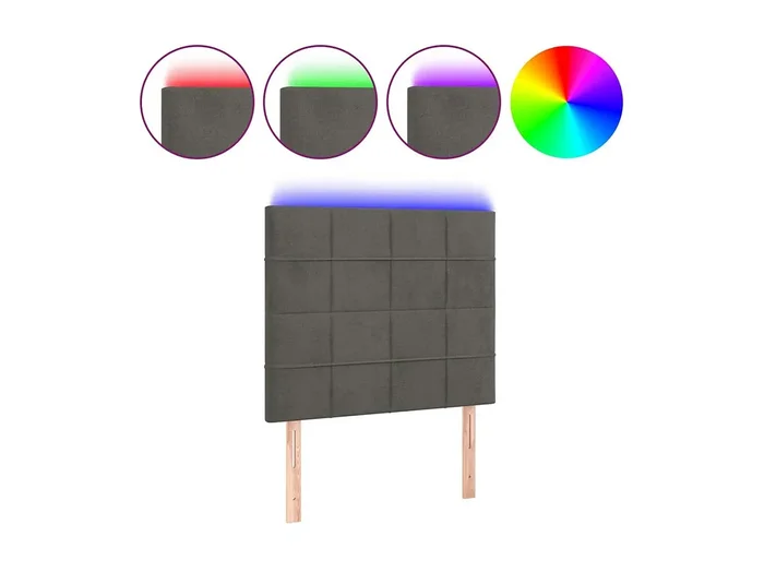 Cabecero con luces LED terciopelo gris oscuro 80x5x118/128 cm ES15152