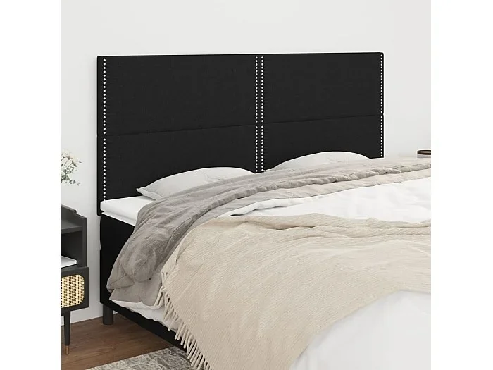Cabeceros 4 piezas Negro 100x5x78/88 cm Tela