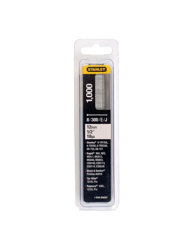 Caja 1000 clavos/brad 8/300/e/tipo j – 12mm 1-swk-bn050t stanley 3253561051746 84463 STANLEY