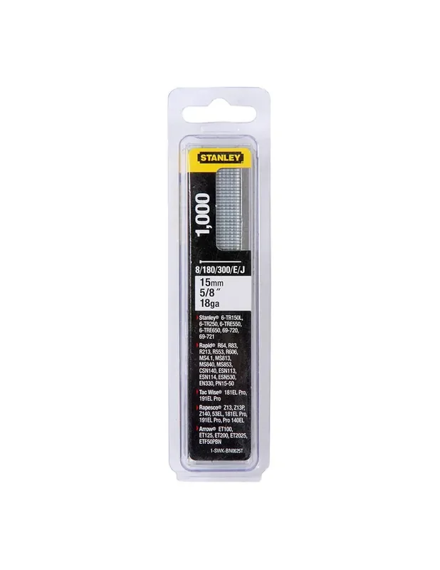 Caja 1000 clavos/brad 8/300/e/tipo j – 15mm 1-swk-bn0625t stanley 3253561058370 84464 STANLEY