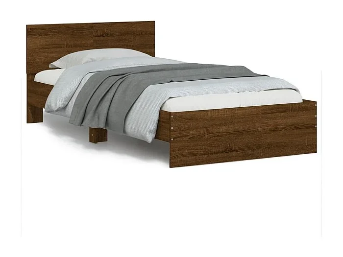 Cama -100×200 cm con cabecero madera de ingeniería marrón roble YOE82979