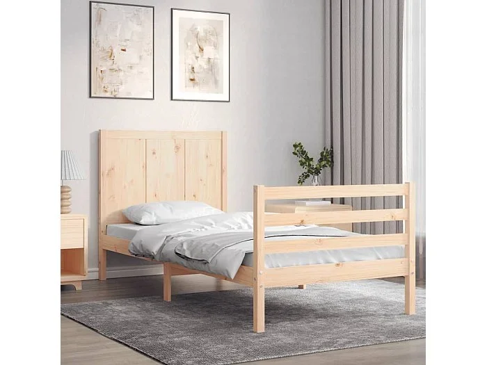 Cama -100×200 cm con cabecero madera maciza YOE72759