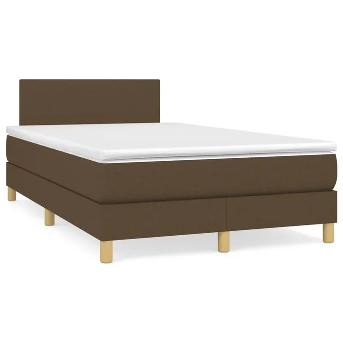 Cama box spring con colchón tela marrón oscuro 120×200 cm Diseño plano