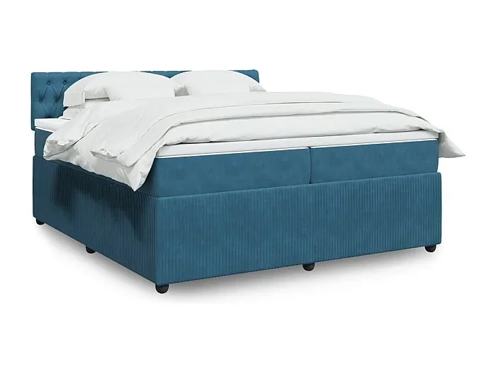 Cama box spring con colchón terciopelo azul 200×200 cm