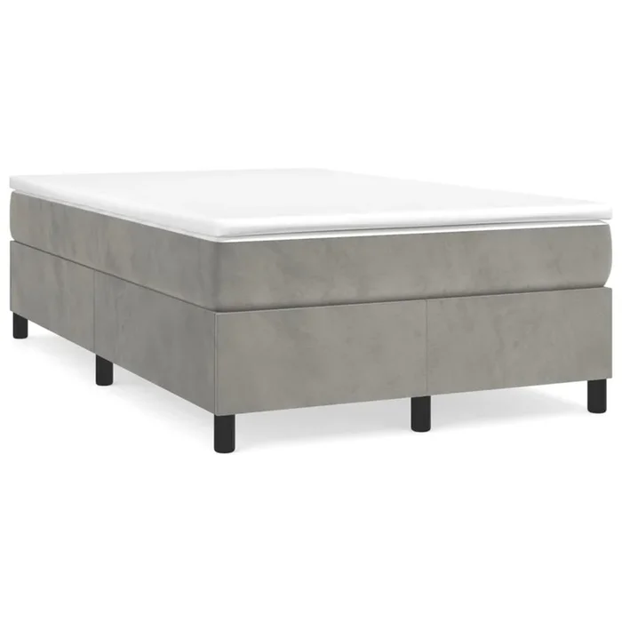 Cama box spring con colchón terciopelo gris claro 120×200 cm