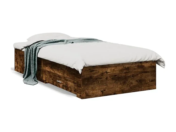 Cama con cajones madera de ingeniería roble ahumado 75×190 cm