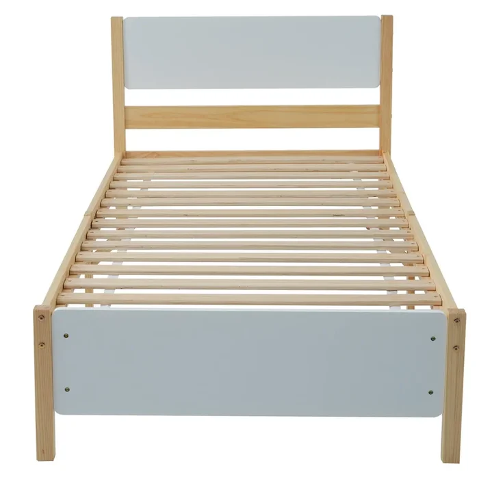 Cama individual estructura de madera 90x200cm – Blanco
