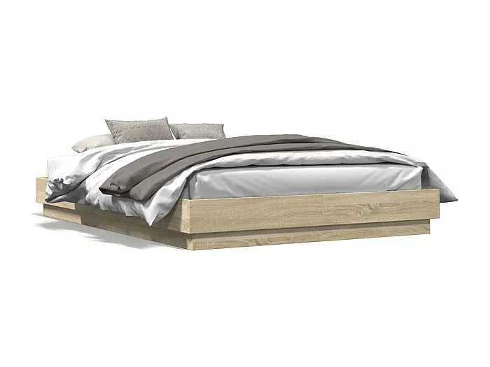 Cama matrimonial- 150×200 cm con luces LED roble Sonoma ES544681