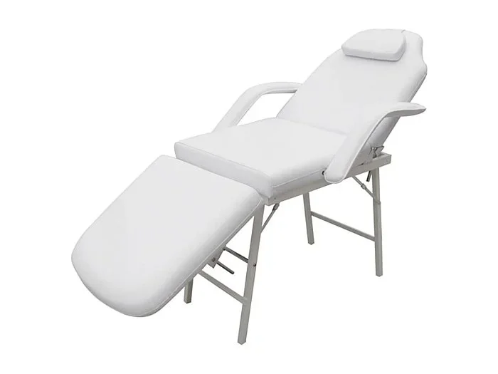 Camilla de esteticista cuero sintético blanca 185x78x76 cm ES649734
