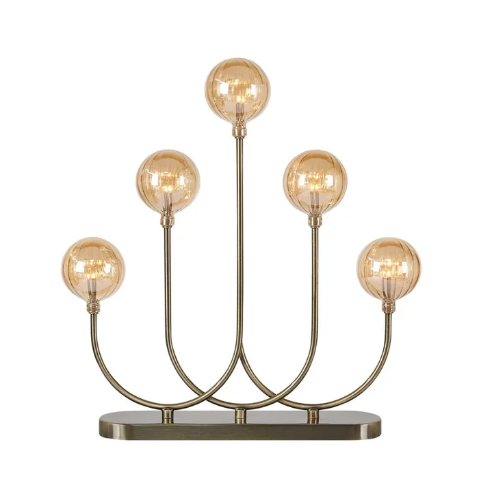 Candelabro Enys, latón antiguo, hierro/vidrio, 5 luces, LED