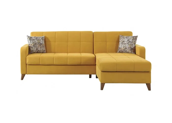 Chaise longue con cama LIKA reversible 4 plazas amarillo